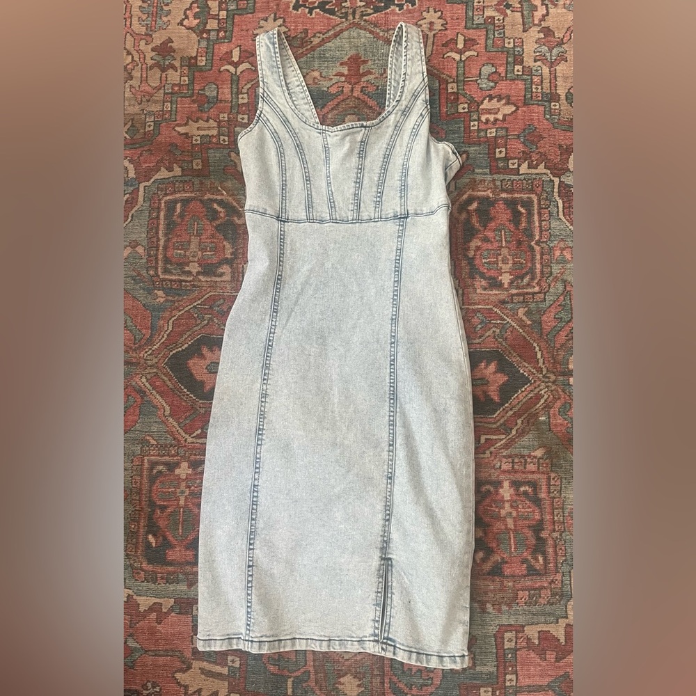 Rewash Bustier bodycon midi Denim Dress